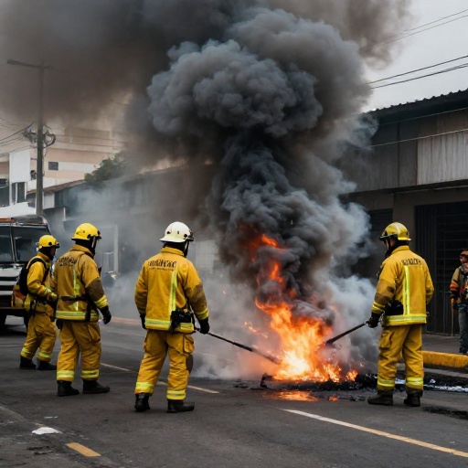 Bomberos del Guayas atienden incendio en avenida Simón Bolívar, cerca de la Casa de la Selección