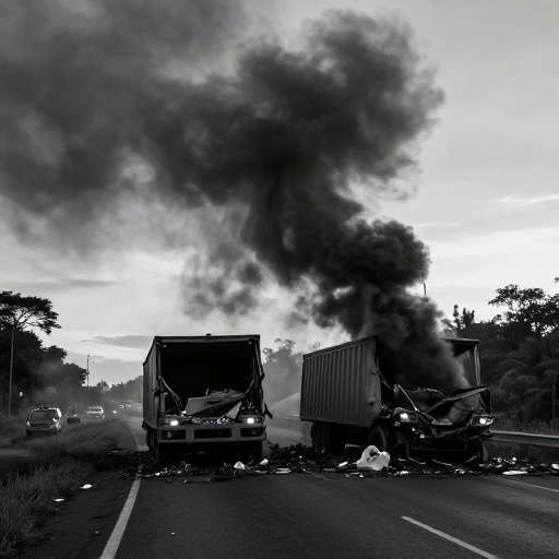 Choque fatal en vía Pedro Carbo deja un muerto y dos tráileres destruidos