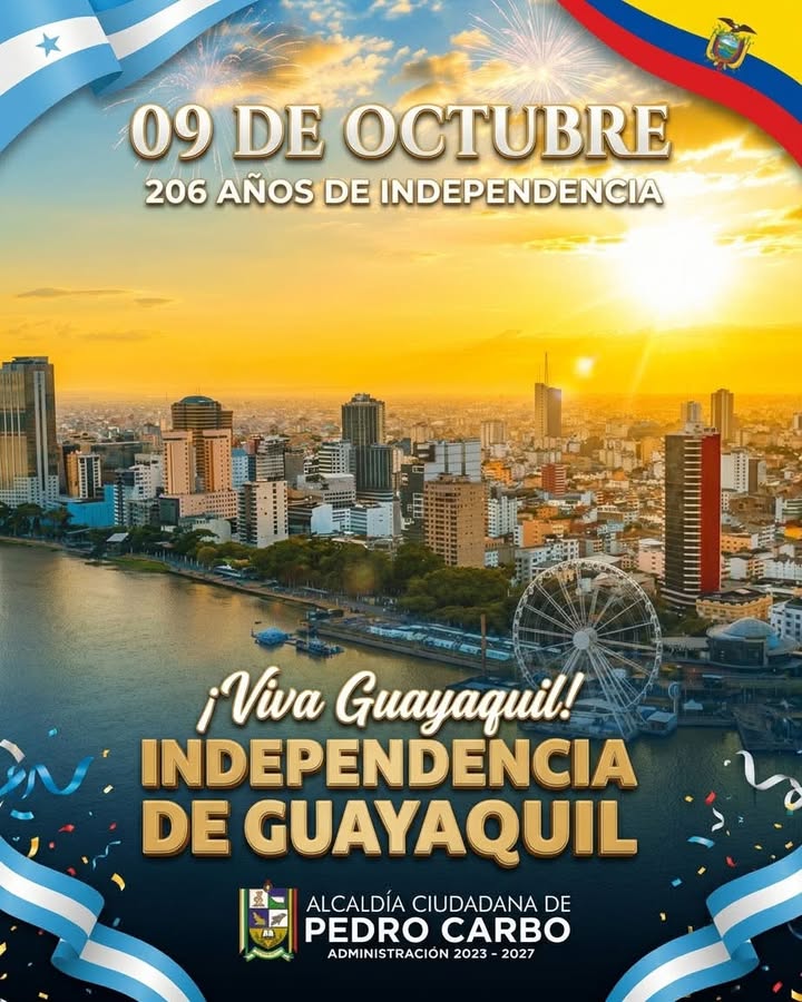 Pedro Carbo rinde homenaje a Guayaquil por su aniversario de independencia