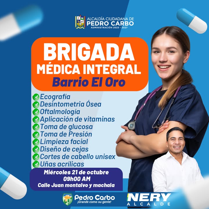 Pedro Carbo: Brigada de Salud y Belleza llega al Barrio El Oro este miércoles