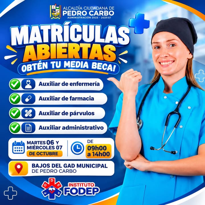Pedro Carbo: Abren matrículas para carreras técnicas con media beca