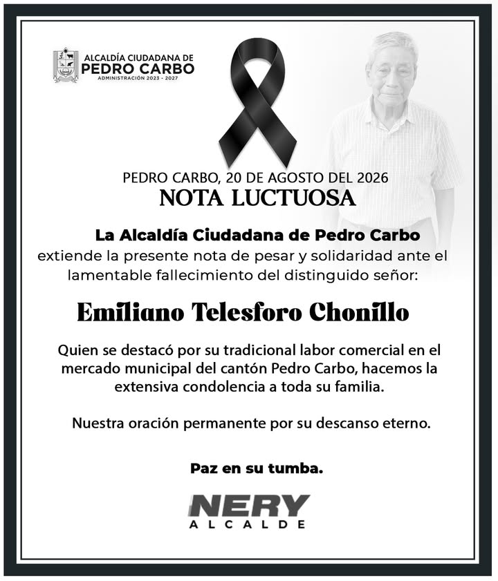 Emiliano Telesforo Chonillo: GAD Pedro Carbo rinde homenaje póstumo