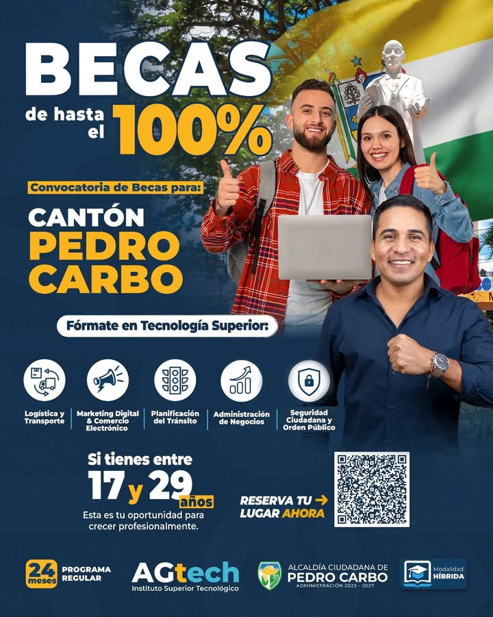 Jóvenes de Pedro Carbo acceden a becas del 100% para carreras técnicas con AGtech