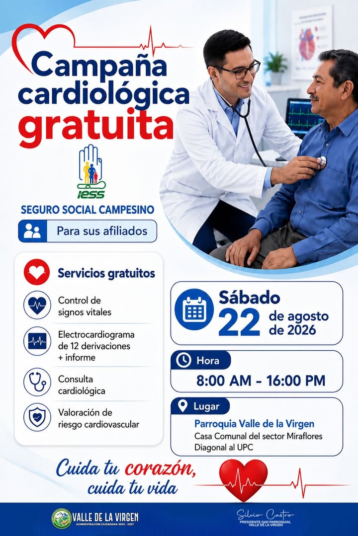 Campaña cardiológica gratuita llega a Miraflores este sábado en Valle de la Virgen