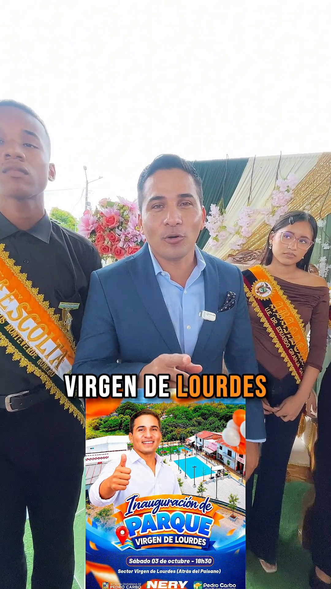 Pedro Carbo: Inauguran parque Virgen de Lourdes y reconocen a 81 abanderados
