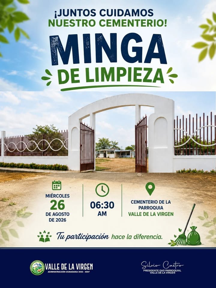Valle de la Virgen convoca Minga de Limpieza para el Cementerio Parroquial este miércoles
